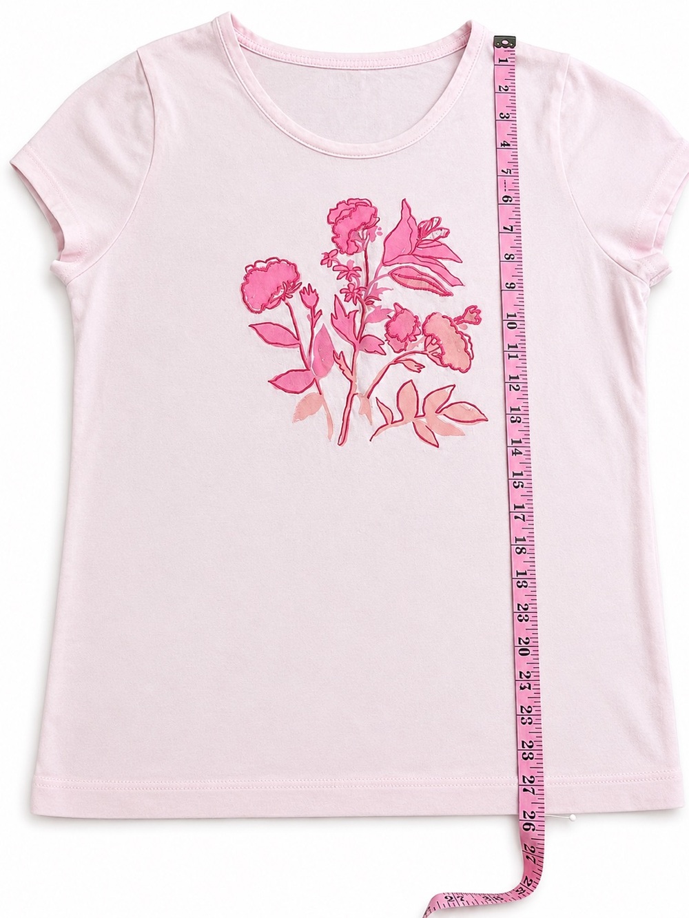 J. Crew - Lovely Light Pink Floral Short Sleeve Tee - Size Large - Picture 7 of 7